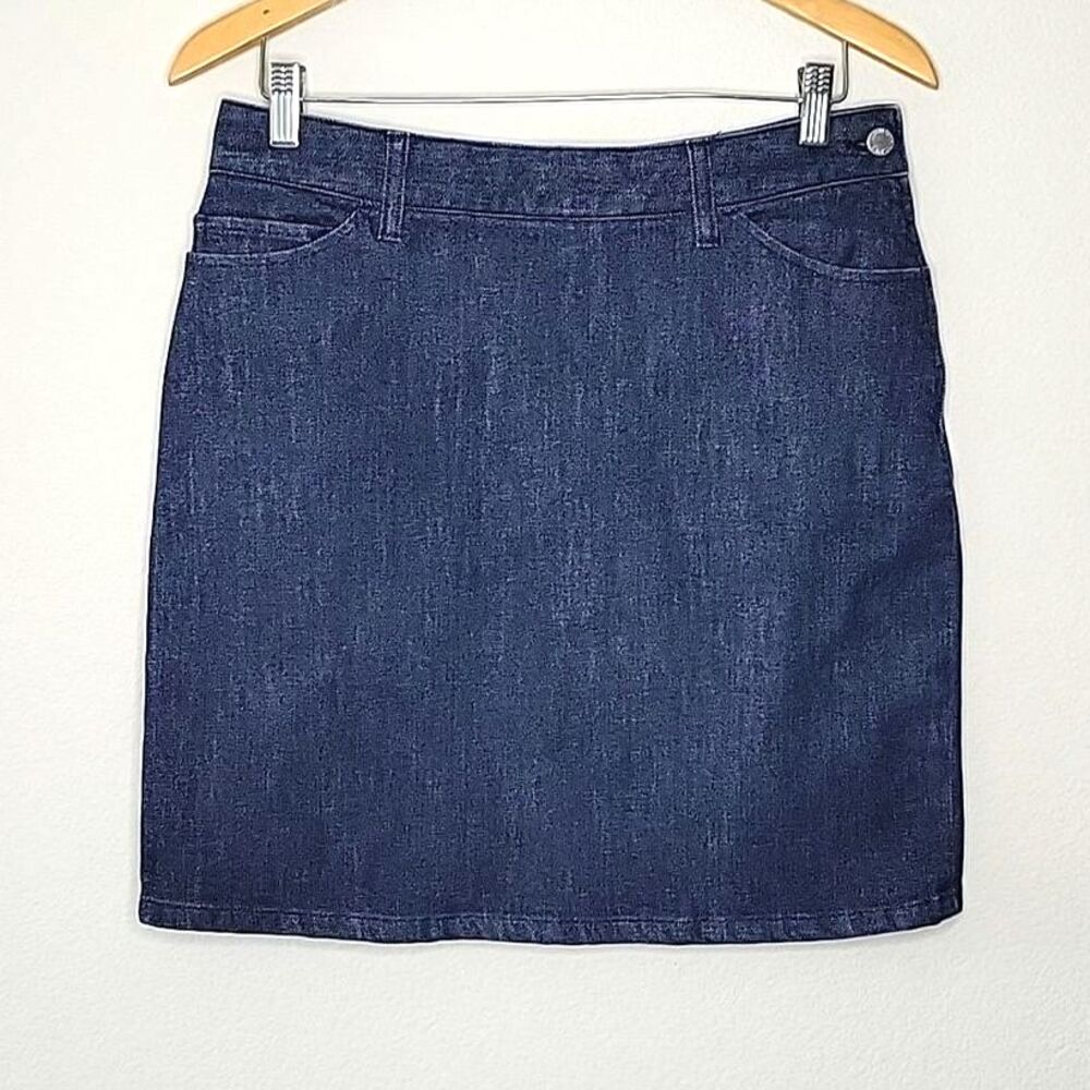 BANANA REPUBLIC Blue Denim Casual Dark Wash A-line Jeans Mini Skirt size 8
